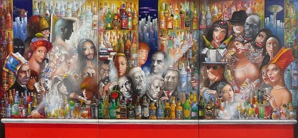 Albtraum einer Kanzlerin Triptychon Öl auf Leinwand 140x300 cm. Jede Ähnlichkeit mit lebenden Personen ist rein zufällig...