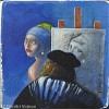 Hommage an Vermeer Acryl auf Leinwand 20x20 cm